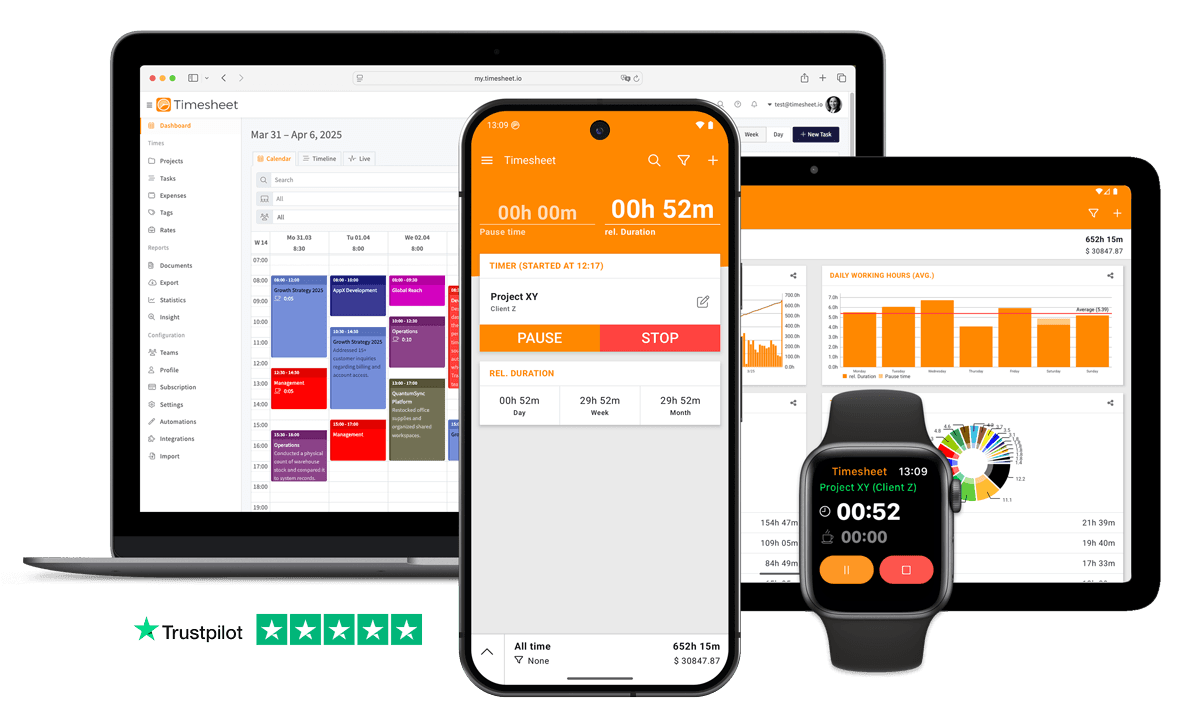 Timesheet app on multiple devices